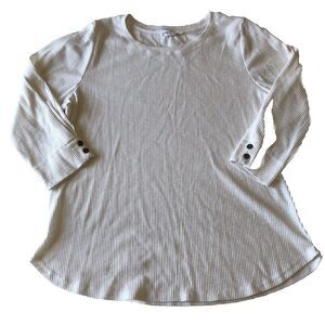 jane + delancey Ribbed 3/4 Sleeve White Top Size XL